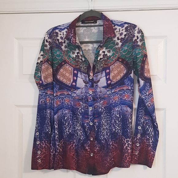 Like New Vibrant Multicolour Print Blouse - Picture 9 of 9